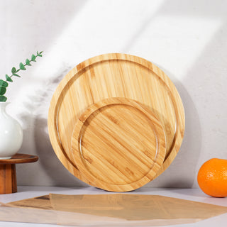 Bamboo Serving Trays Set (Round 20 & 30 cm)