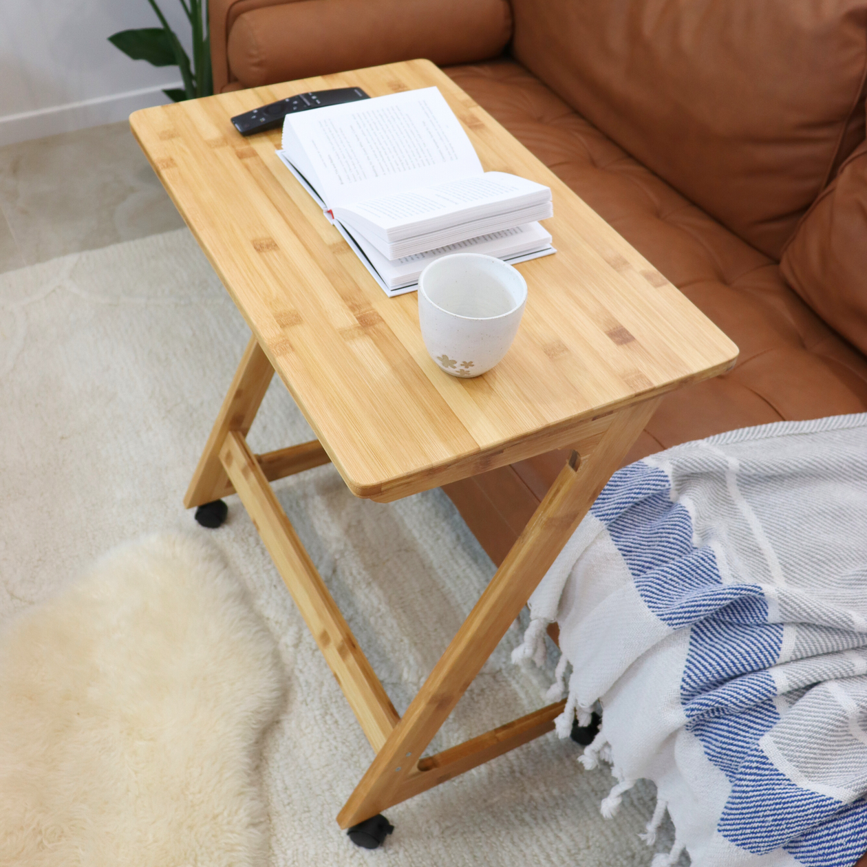 Bamboo TV Tray Table with Wheels (Z Shape) – Bamboo Homebody