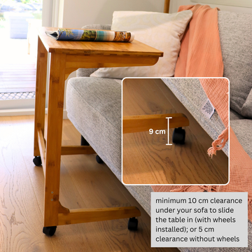 Bamboo TV Tray Table with Wheels (C Shape) – Bamboo Homebody