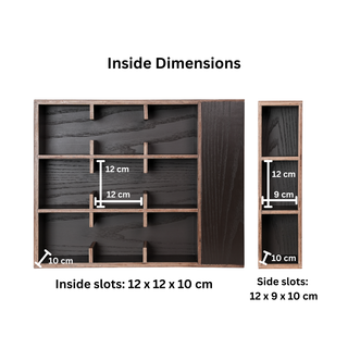 Coffee Tea Mug Cup Display Shelf With Side Compartments (Dark Brown)