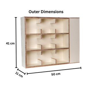Coffee Tea Mug Cup Display Shelf With Side Compartments (Cream White)
