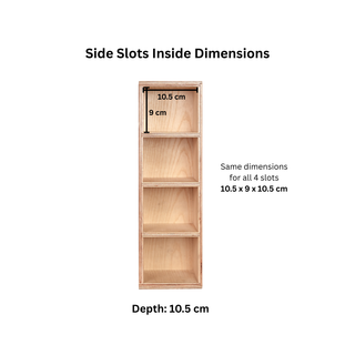 Wooden Display Shelf with Side Compartments for Mugs, Cups & Small Collectibles