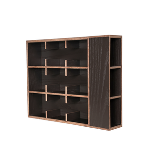 Coffee Tea Mug Cup Display Shelf With Side Compartments (Dark Brown)