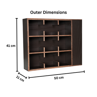 Coffee Tea Mug Cup Display Shelf With Side Compartments (Dark Brown)