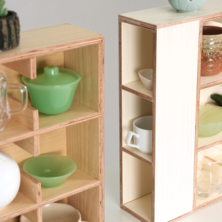 Coffee Tea Mug Cup Display Shelf With Side Compartments (Natural)