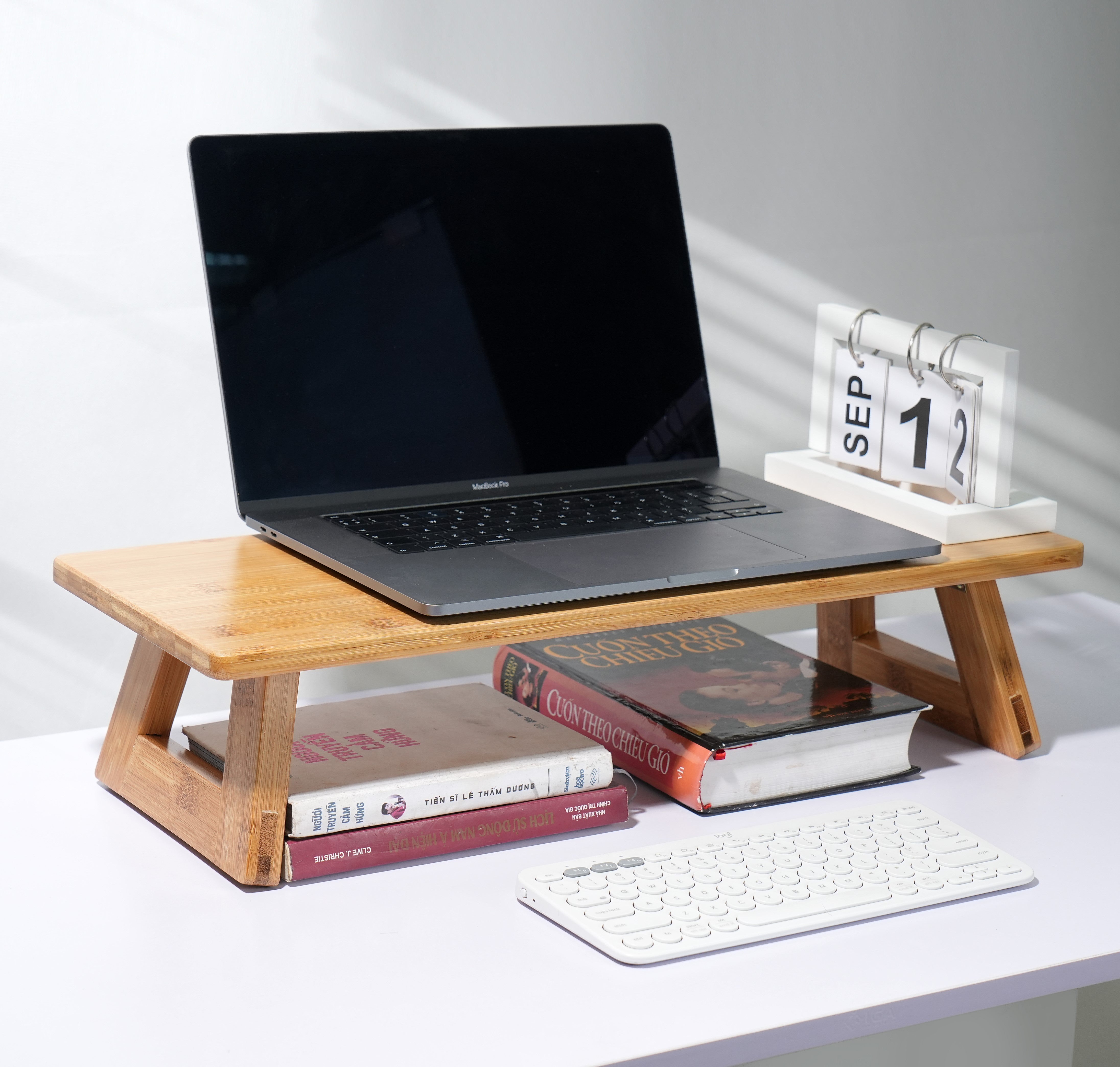 Bamboo Monitor Stand Riser | Laptop Tray Table – Bamboo Homebody