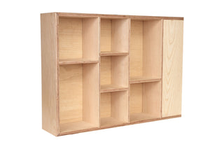 Wooden Display Shelf with Side Compartments for Mugs, Cups & Small Collectibles