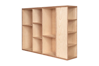Wooden Display Shelf with Side Compartments for Mugs, Cups & Small Collectibles