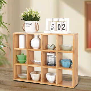 Coffee Tea Mug Shelf Organiser Cup Holder Storage Bamboo 12 Slots