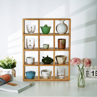 Coffee Tea Mug Shelf Organiser Cup Holder Storage Bamboo 12 Slots
