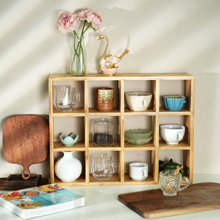 Coffee Tea Mug Shelf Organiser Cup Holder Storage Bamboo 12 Slots