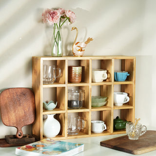 Coffee Tea Mug Shelf Organiser Cup Holder Storage Bamboo 12 Slots